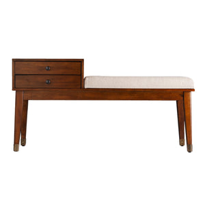 Safavieh Rhoda Midcentury Upholstered Storage Bench With Two Drawers For Entryway Or Bedroom BC2624