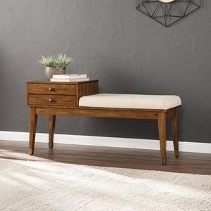 Safavieh Rhoda Midcentury Upholstered Storage Bench With Two Drawers For Entryway Or Bedroom BC2624