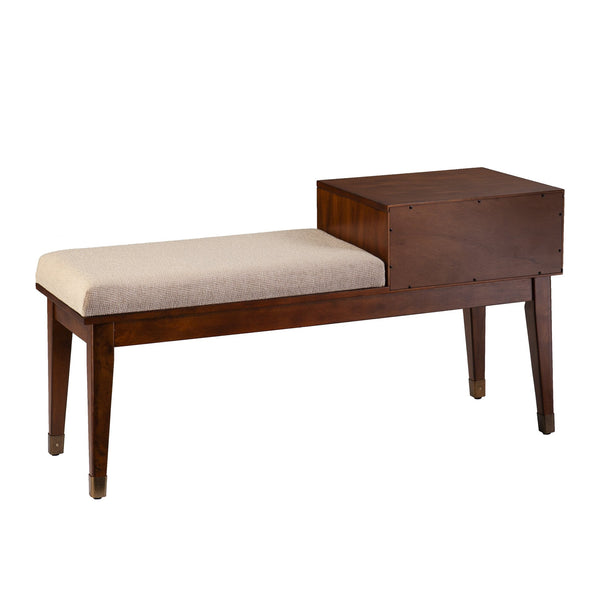 Safavieh Rhoda Midcentury Upholstered Storage Bench With Two Drawers For Entryway Or Bedroom BC2624