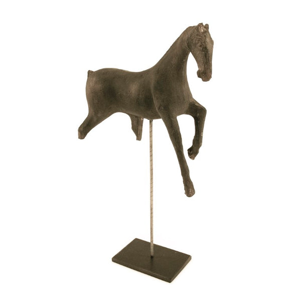 Zentique Resin Horse Sculpture on Metal Stand — Lifelike Equestrian Accent 12" Tall for Mantels & Desks Distressed Dark Grey BCH064N