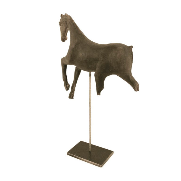 Zentique Resin Horse Sculpture on Metal Stand — Lifelike Equestrian Accent 12" Tall for Mantels & Desks Distressed Dark Grey BCH064N