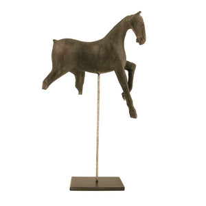 Zentique Resin Horse Sculpture on Metal Stand — Lifelike Equestrian Accent 12" Tall for Mantels & Desks Distressed Dark Grey BCH064N