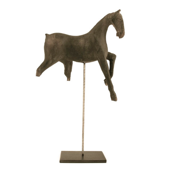Zentique Resin Horse Sculpture on Metal Stand — Lifelike Equestrian Accent 12" Tall for Mantels & Desks Distressed Dark Grey BCH064N