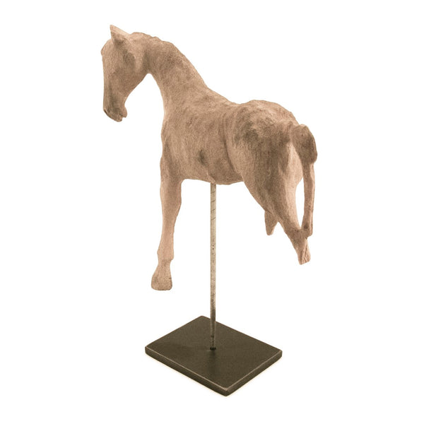 Resin Horse on Stand Distressed Taupe, Black BCH069D Zentique