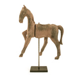 Resin Horse on Stand Distressed Rustic Taupe, Black BCH069F Zentique