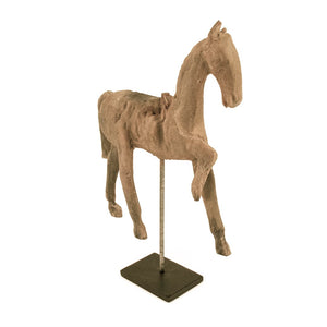 Resin Horse on Stand Distressed Rustic Taupe, Black BCH069F Zentique
