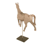 Resin Horse on Stand Distressed Rustic Taupe, Black BCH069G Zentique