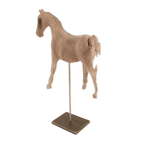 Resin Horse on Stand Distressed Taupe, Black BCH069H Zentique