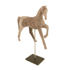 Resin Horse on Stand Distressed Taupe, Black BCH069I Zentique