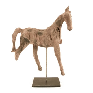 Resin Horse on Stand Distressed Taupe, Black BCH069K Zentique