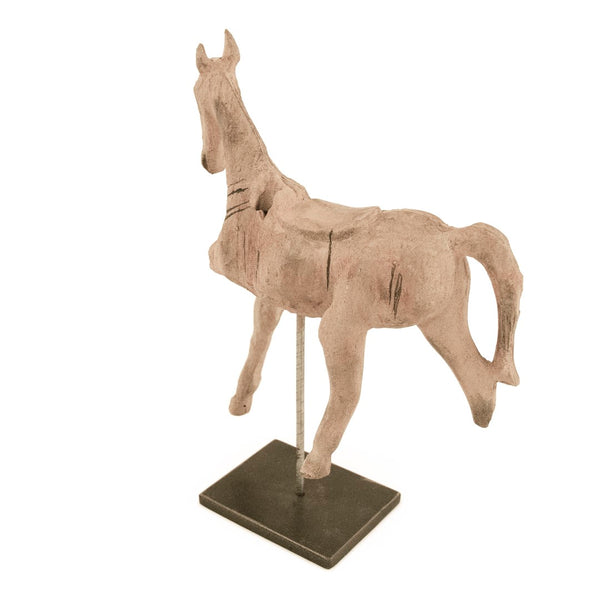 Resin Horse on Stand Distressed Taupe, Black BCH069K Zentique