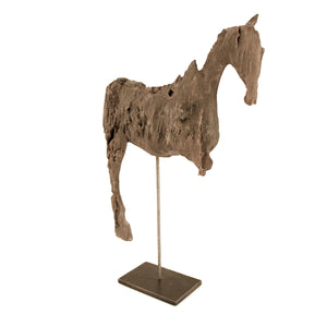 Resin Horse on Stand Distressed Dark Grey, Black BCH069Q Zentique