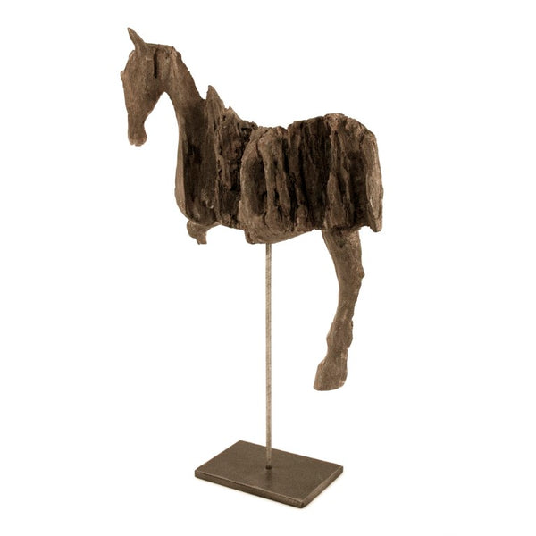 Zentique Resin Sculpted Horse on Metal Stand — Realistic Equestrian Accent, Neutral Finish, 17" Tall Decor BCH069Q