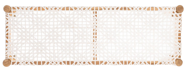 Safavieh Bandelier Leather Weave Bench - Modern Artisan Design With Teak Frame For Stylish Entryway Or Living Space Natural/Off White Leather BCH1000A