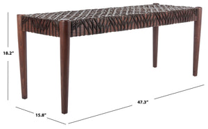 Safavieh Bandelier Leather Weave Bench - Modern Artisan Design With Teak Frame For Stylish Entryway Or Living Space Brown/Brown Leather BCH1000C