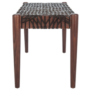 Safavieh Bandelier Leather Weave Bench - Modern Artisan Design With Teak Frame For Stylish Entryway Or Living Space Brown/Brown Leather BCH1000C