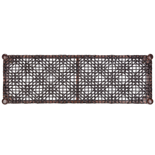 Safavieh Bandelier Leather Weave Bench - Modern Artisan Design With Teak Frame For Stylish Entryway Or Living Space Brown/Brown Leather BCH1000C