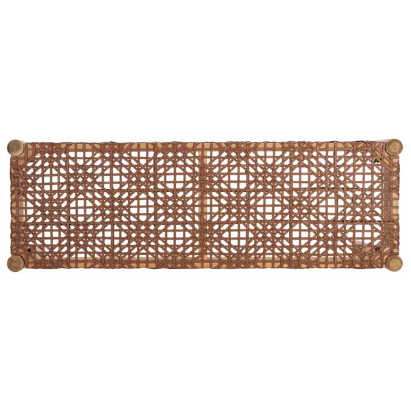 Safavieh Bandelier Leather Weave Bench - Modern Artisan Design With Teak Frame For Stylish Entryway Or Living Space Light Honey Leather / Unfinished Natural BCH1000D
