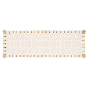 Safavieh Amalia Leather Weave Bench - Handcrafted Mindi Wood Frame, Stylish Seating For Modern & Classic Spaces Off White Leather/Light Oak BCH1001B
