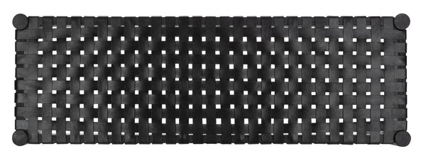 Safavieh Amalia Leather Weave Bench - Handcrafted Mindi Wood Frame, Stylish Seating For Modern & Classic Spaces Black Leather/Black BCH1001D