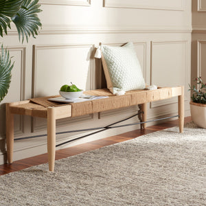 Safavieh Arcana Jute Bench XII23 Natural (Jute Rope) / Natural (Sungkai Wood) / Black (Metal) Wood/Metal BCH1002A