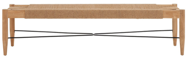 Safavieh Arcana Jute Bench XII23 Natural (Jute Rope) / Natural (Teak Wood) / Black (Metal) Wood/Metal BCH1002B