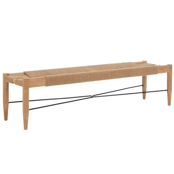 Safavieh Arcana Jute Bench XII23 Natural (Jute Rope) / Natural (Teak Wood) / Black (Metal) Wood/Metal BCH1002B