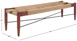 Safavieh Arcana Jute Bench XII23 Natural (Jute Rope) / Cognac (Sungkai Wood) /  Black (Metal) Wood/Metal BCH1002C