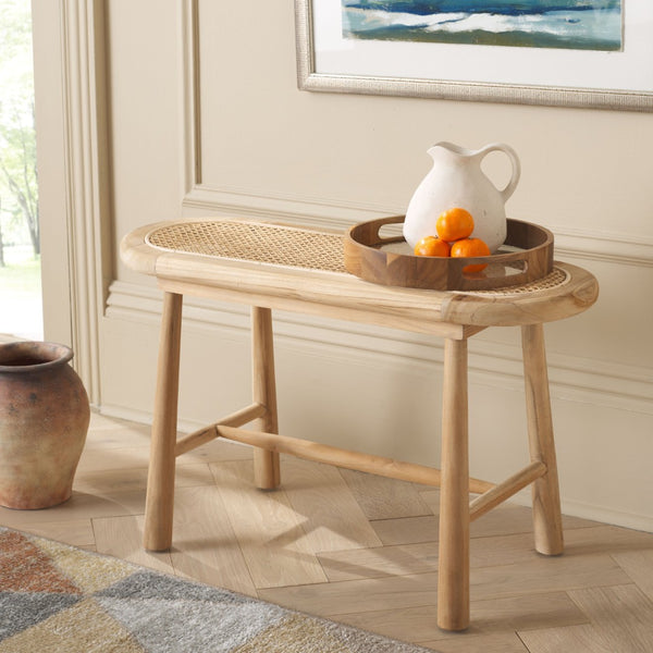 Safavieh Anikka Rattan Bench - Versatile Natural Texture For Coastal, Rustic, And Transitional Interiors BCH1200A