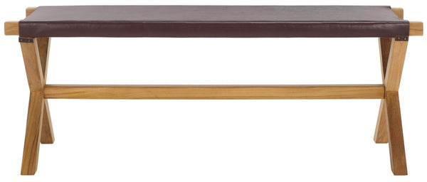 Safavieh Elron Bench Cognac / Natural 47.2" x 15.9" x 17.7"