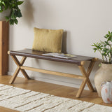 Safavieh Elron Bench Cognac / Natural 47.2" x 15.9" x 17.7"