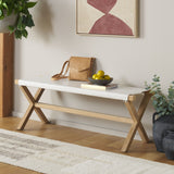 Safavieh Elron Bench White / Natural 47.2" x 15.9" x 17.7"