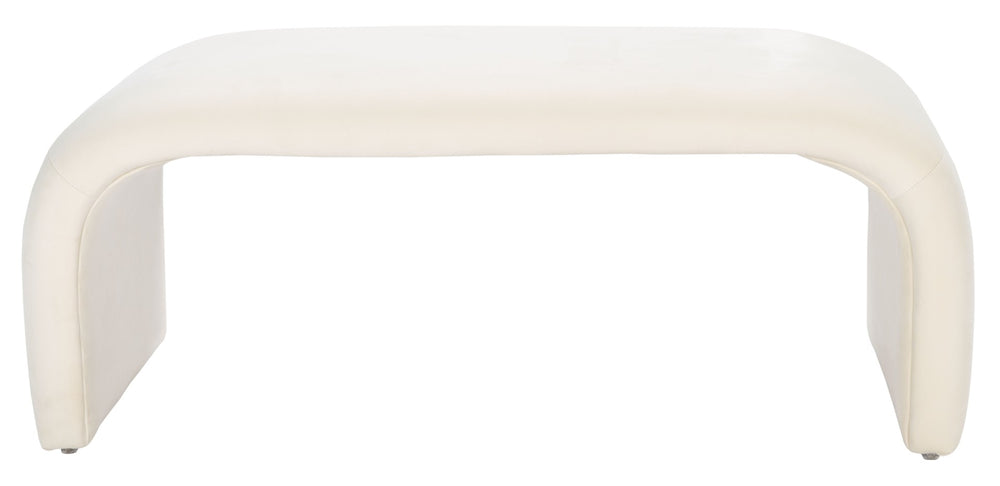 Safavieh Tenko Bench - Modern Minimalist Velvet Seating Solution With Curved Silhouette For Stylish Interiors Cream BCH1300A
