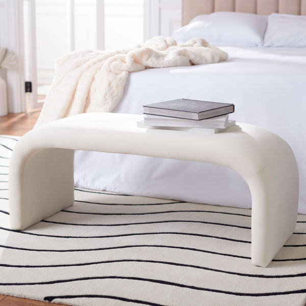 Safavieh Tenko Bench - Elegant Wood And Fabric Design, Perfect For Stylish Home Decor And Comfort Cream Wood,Fabric,Foam Bch1300a