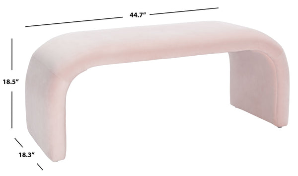Safavieh Tenko Bench - Modern Minimalist Velvet Seating Solution With Curved Silhouette For Stylish Interiors Light Pink BCH1300C