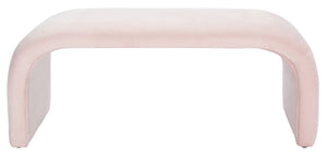 Safavieh Tenko Bench - Modern Minimalist Velvet Seating Solution With Curved Silhouette For Stylish Interiors Light Pink BCH1300C