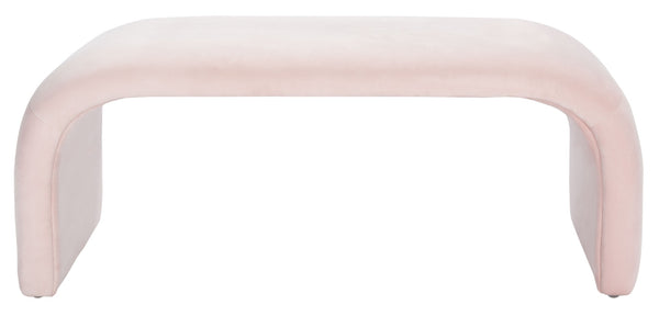 Safavieh Tenko Bench - Modern Minimalist Velvet Seating Solution With Curved Silhouette For Stylish Interiors Light Pink BCH1300C