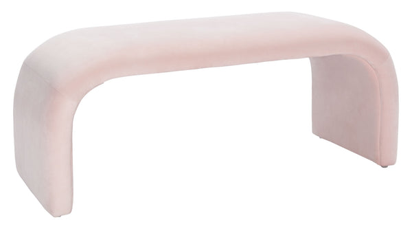 Safavieh Tenko Bench - Modern Minimalist Velvet Seating Solution With Curved Silhouette For Stylish Interiors Light Pink BCH1300C