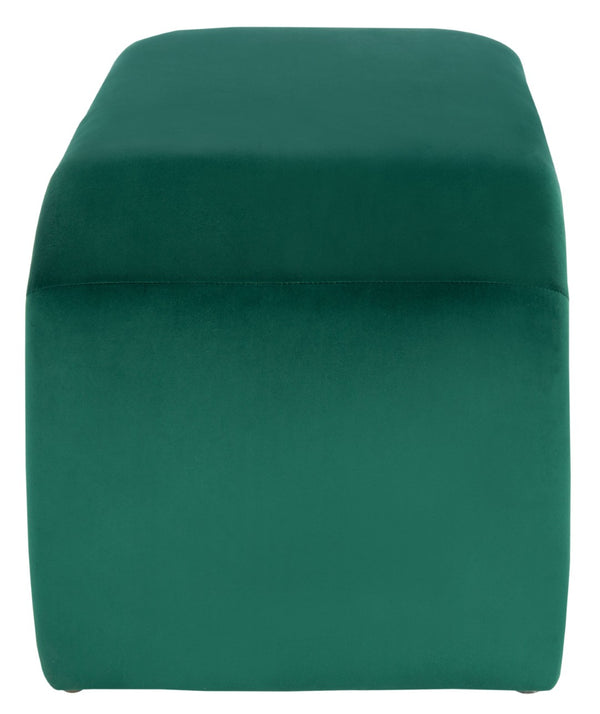 Safavieh Tenko Bench - Modern Minimalist Velvet Seating Solution With Curved Silhouette For Stylish Interiors Emerald BCH1300D