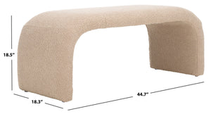 Safavieh Tenko Bench - Elegant Upholstered Seating With Curved Design For Entryways, Living Rooms & Bedrooms Tan BCH1300G