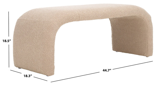 Safavieh Tenko Bench - Elegant Upholstered Seating With Curved Design For Entryways, Living Rooms & Bedrooms Tan BCH1300G