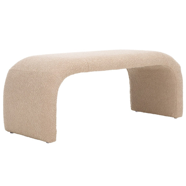 Safavieh Tenko Bench - Elegant Upholstered Seating With Curved Design For Entryways, Living Rooms & Bedrooms Tan BCH1300G
