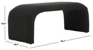 Safavieh Tenko Bench - Elegant Upholstered Seating With Curved Design For Entryways, Living Rooms & Bedrooms Black BCH1300H