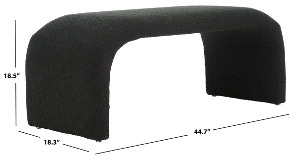 Safavieh Tenko Bench - Elegant Upholstered Seating With Curved Design For Entryways, Living Rooms & Bedrooms Black BCH1300H