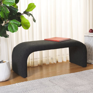 Safavieh Tenko Bench - Elegant Upholstered Seating With Curved Design For Entryways, Living Rooms & Bedrooms Black BCH1300H