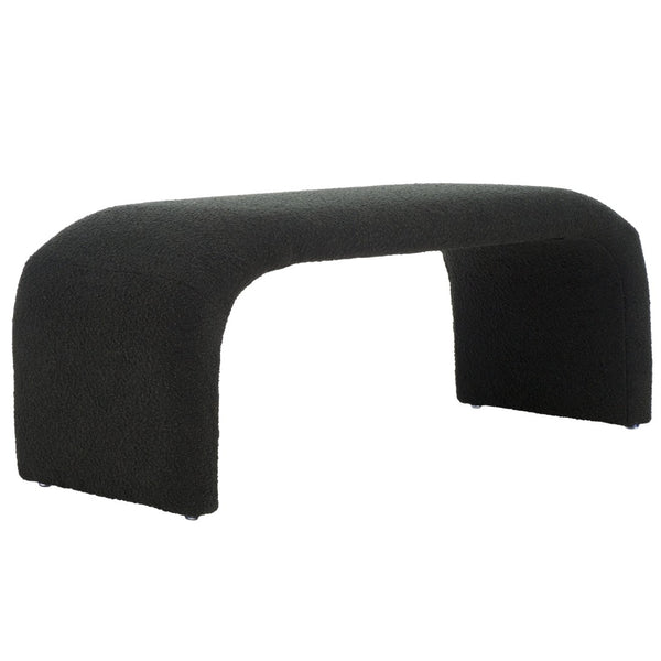 Safavieh Tenko Bench - Elegant Upholstered Seating With Curved Design For Entryways, Living Rooms & Bedrooms Black BCH1300H