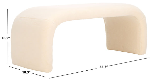 Safavieh Tenko Bench - Elegant Upholstered Seating With Curved Design For Entryways, Living Rooms & Bedrooms Cream BCH1300J