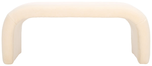 Safavieh Tenko Bench - Elegant Upholstered Seating With Curved Design For Entryways, Living Rooms & Bedrooms Cream BCH1300J