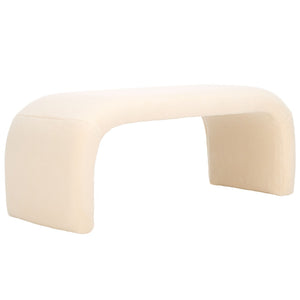 Safavieh Tenko Bench - Elegant Upholstered Seating With Curved Design For Entryways, Living Rooms & Bedrooms Cream BCH1300J