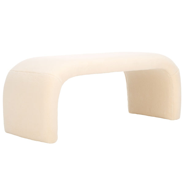 Safavieh Tenko Bench - Elegant Upholstered Seating With Curved Design For Entryways, Living Rooms & Bedrooms Cream BCH1300J
